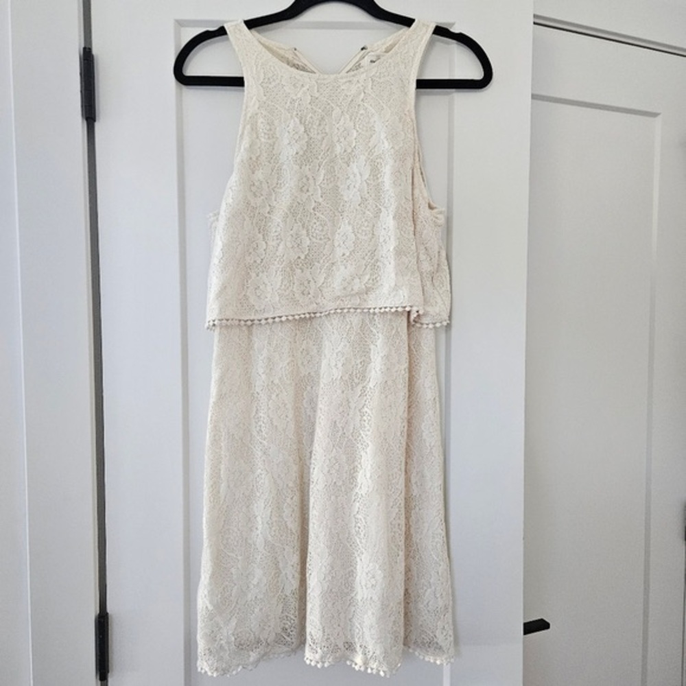 Abercrombie & Fitch Ivory Lace Overlay Dress